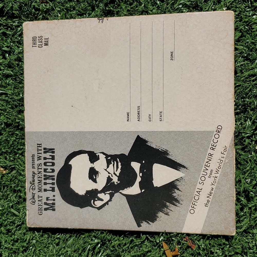 VTG 1964 Walt Disney Great Moments w/ Mr Lincoln Souvenir Record N Y Worlds Fair